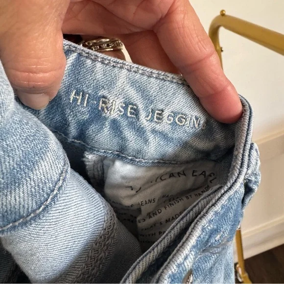 American Eagle High Rise Jeggings Next Level Stretch light blue Sz 0 SHORT - Picture 5 of 9